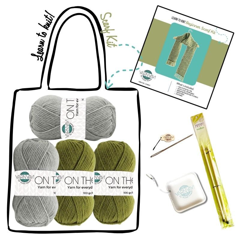 Scarf Knitting Kit - Beginner knitting kit from Knifty Knittings